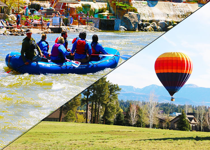 Spring Water & Weather Report | Pagosa Adventure a collage of pagosa adventure's white water rafting adventure and hot air balloon adventure in pagosa springs, colorado