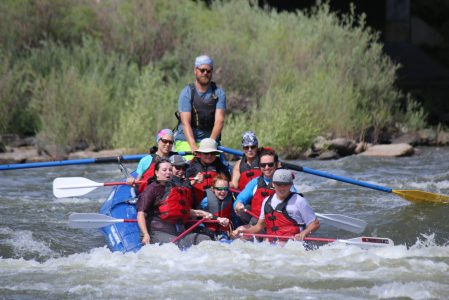 a group of people rafting with pagosa adventure in pagosa springs, colorado