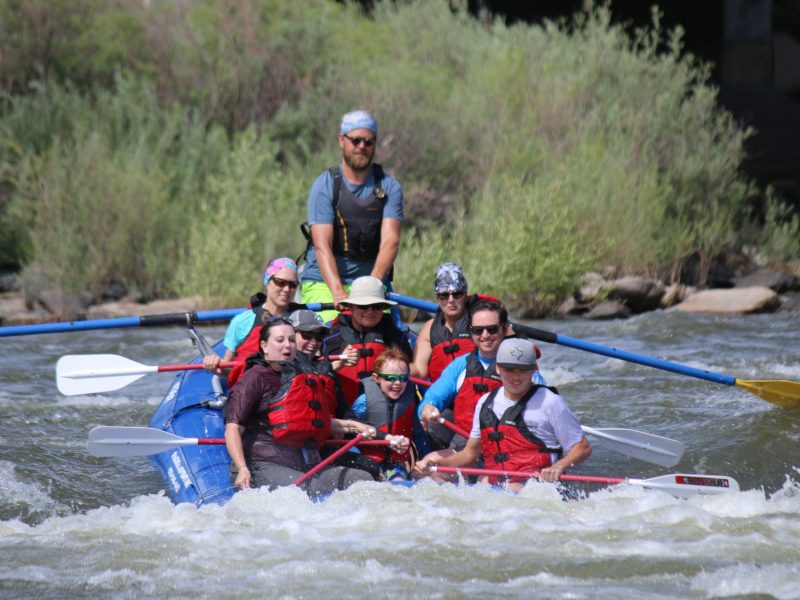 a group of people rafting with pagosa adventure in pagosa springs, colorado