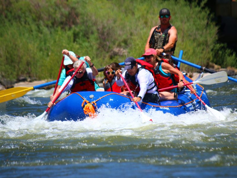 a group of people rafting with pagosa adventure in pagosa springs, colorado