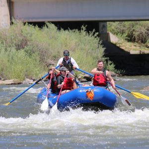 a group of people rafting with pagosa adventure in pagosa springs, colorado