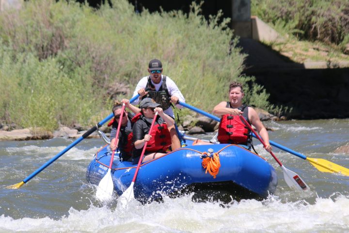 a group of people rafting with pagosa adventure in pagosa springs, colorado