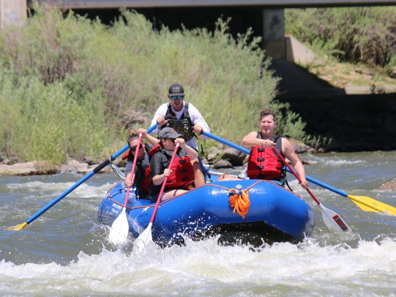 a group of people rafting with pagosa adventure in pagosa springs, colorado