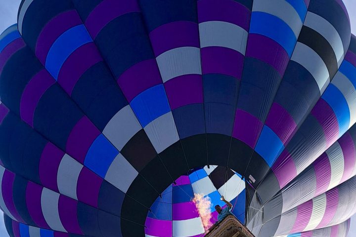 a large balloon in the air