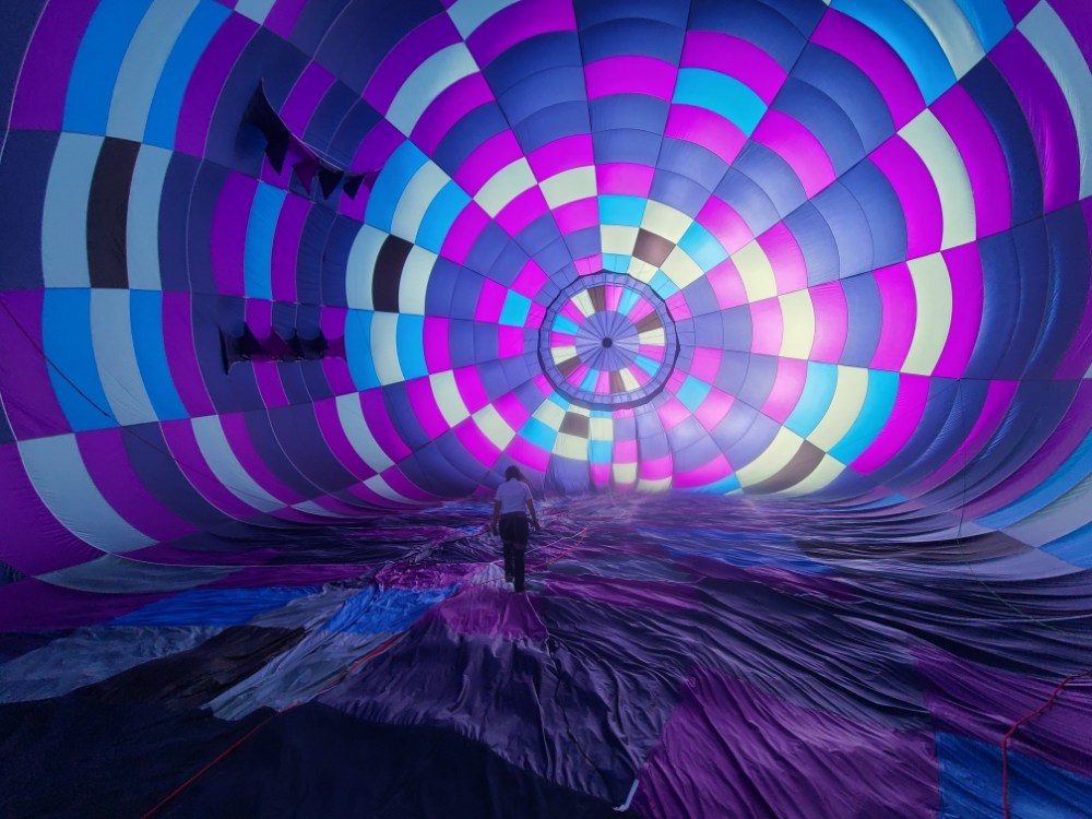 a close up of a colorful umbrella