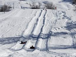 a close up of a snow covered slope