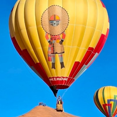 a large balloon in the air