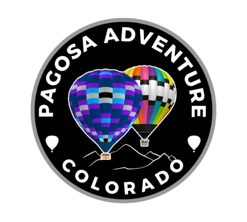 Logo with hot air balloons and 'Pagosa Adventure Colorado' text.
